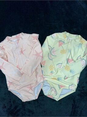2 Gerber One Piece Long Sleeve Rashguard Swimsuit